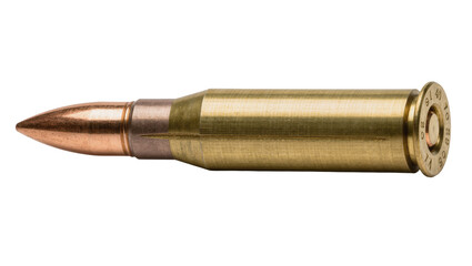 Brass cartridge with copper bullet tip, isolated on transparent background © Sorin