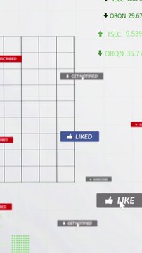 Animation of multiple graphs, trading boards and notification bars over white background