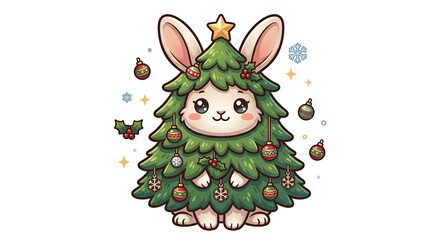 Naklejka premium christmas tree and snowman