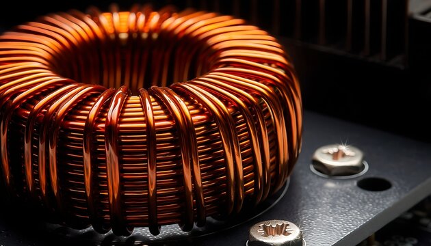 A finely wound orange copper wire is wrapped around a central core.