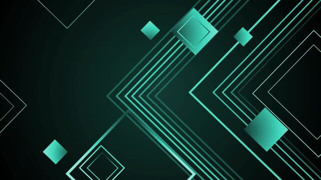 Abstract geometric background with layered diagonal lines and floating squares animation