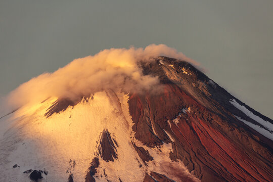 avachinsky volcano with active fumarola