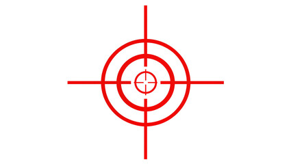 Red crosshair reticle with concentric circles, isolated on transparent background © Aliona