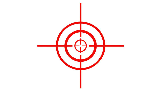 Red crosshair reticle with concentric circles, isolated on transparent background