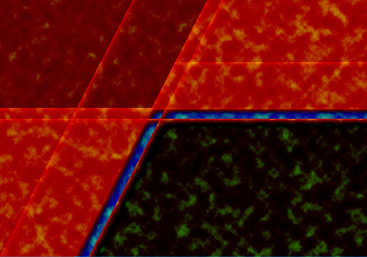 Abstract red and green pixel art intersection