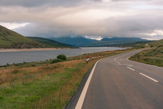 Glascarnoch Dam on Loch Glascarnoch in the Scottish Highlands, Scotland, UK - 4 September 2026.