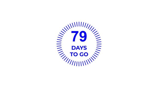 Countdown timer graphic with 79 days remaining in a clean modern design with blue accents