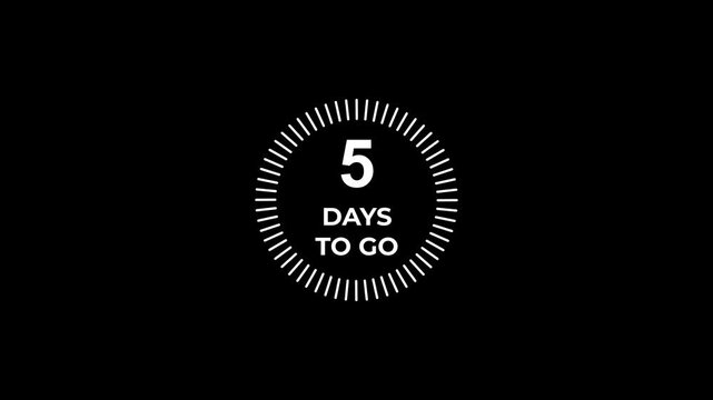 Countdown timer circle animation with five days remaining in dark elegant background