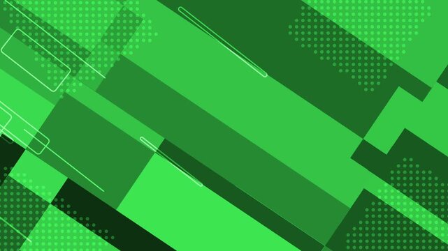 Abstract geometric background with overlapping rectangles dotted halftone patterns and angular lines animation