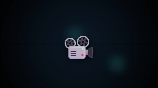 Minimalist vintage film camera icon on dark background