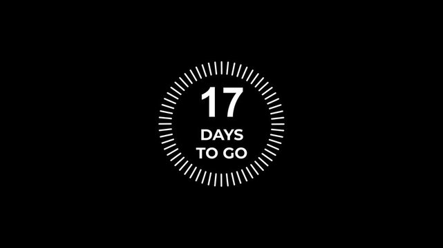 Countdown timer animation with 17 days remaining against dark background with subtle animated circle
