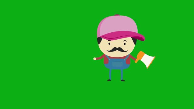 Cartoon businessman character playing guitar music animation on green screen chroma key for video editing motion graphics social media content creation stock templates youtube marketing prod