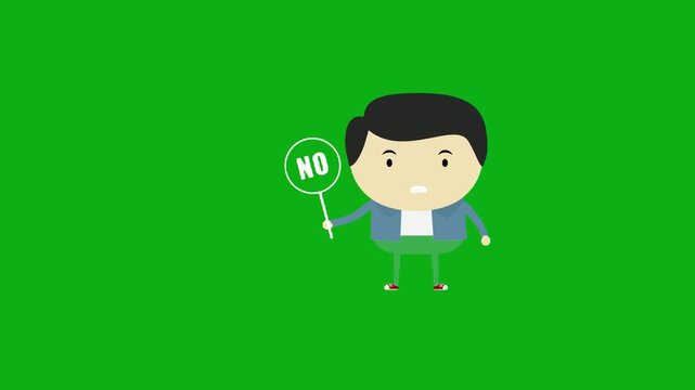 Cartoon businessman character standing idle pose animation on green screen chroma key for video editing motion graphics social media content creation stock templates youtube marketing produc