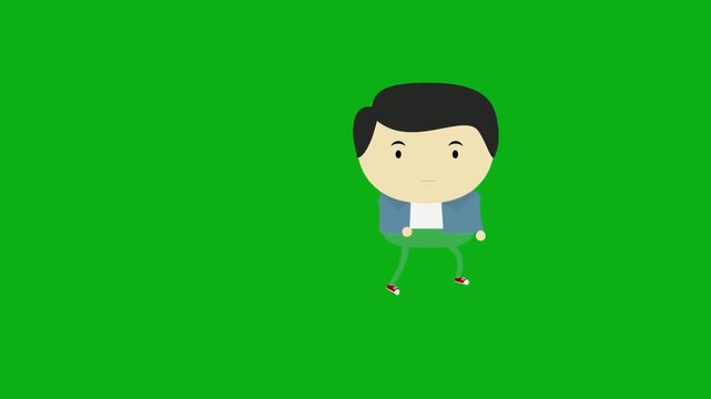 Cartoon businessman character various action pose animation on green screen chroma key for video editing motion graphics social media content creation stock templates youtube marketing produ