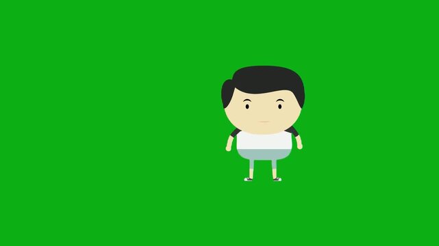 Cartoon businessman character holding camera photo animation on green screen chroma key for video editing motion graphics social media content creation stock templates youtube marketing prod