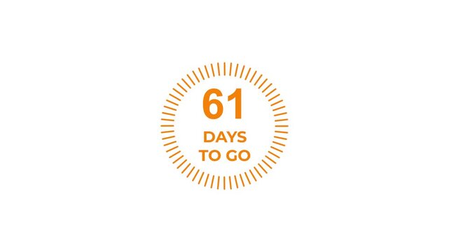 Countdown timer animation with circular progress and number 61 days remaining