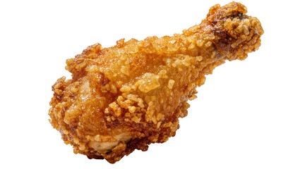 Crispy golden brown fried chicken drumstick, isolated on transparent background © Corotaev
