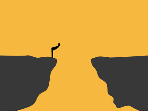 businessman assesses the cliff gap problem
