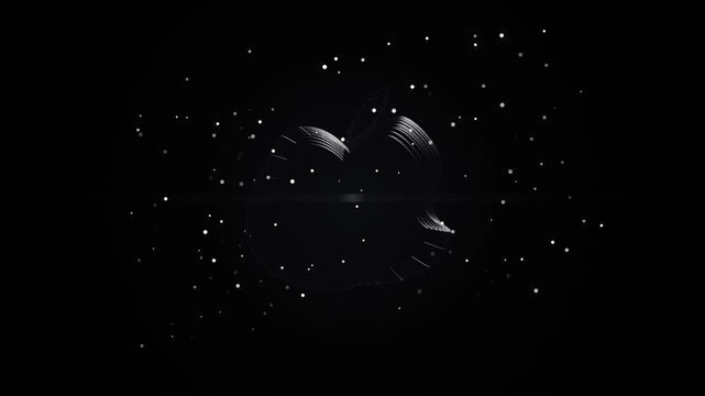 Abstract apple shape formed by glowing white particles and light streaks on a deep black background 4k Motion Video