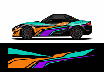 Fototapeta premium Colorful sports car with dynamic racing stripes design