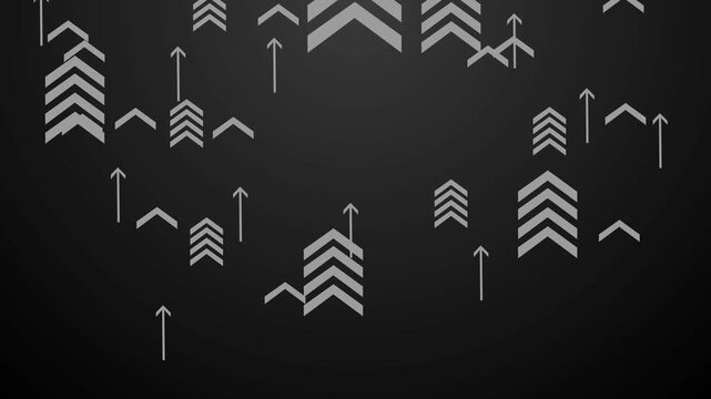 Stylized chevron arrows pointing upward gradient background with subtle world map dots animation