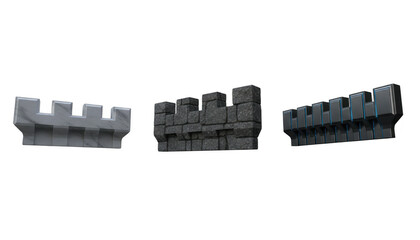 Obraz premium Three Different Styles of Medieval Castle Wall Battlements