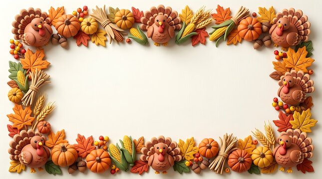 Autumn arrangement of miniature pumpkins and gourds forming a decorative frame