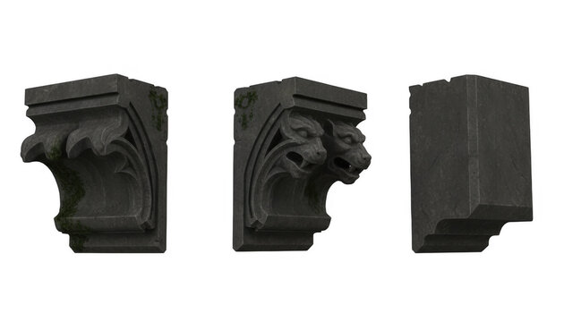 Set of Ancient Stone Architectural Corbel Ornaments