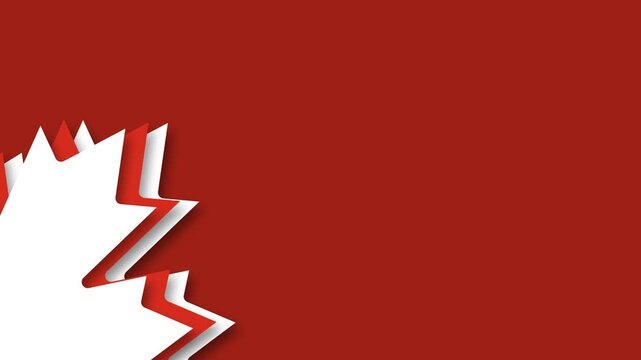 Abstract 3D Canadian Maple Leaf Motion Graphic Background on Solid Red.