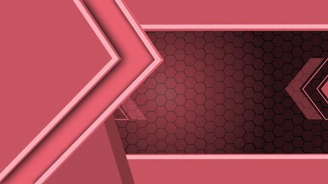 Modern abstract banner with layered chevrons hexagonal panel geometric tech background animation