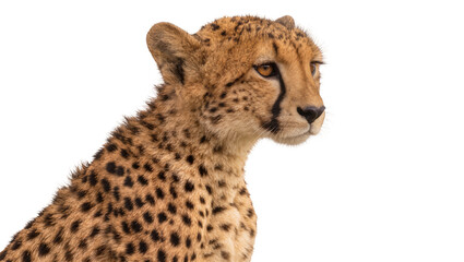 Cheetah head and shoulder profile spotted fur, isolated on transparent background © Luca