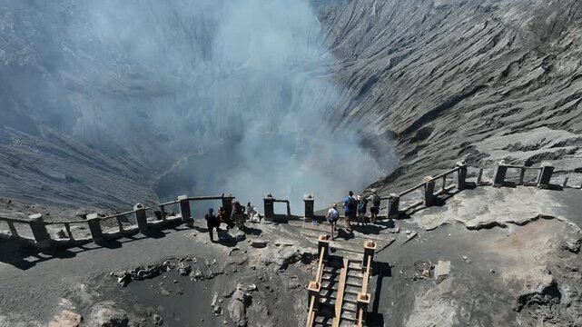 Aerial view of Bromo volcano crater on Java Island, Indonesia