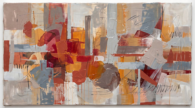 Abstract Red and Grey Textured Canvas Art