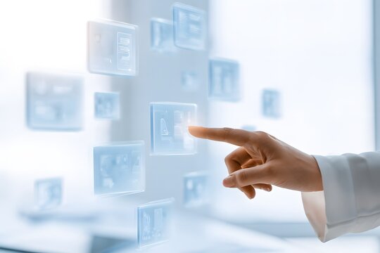Hand bedient digitale Benutzeroberfl&auml;che als Konzept f&uuml;r Automatisierung und digitale Prozesse