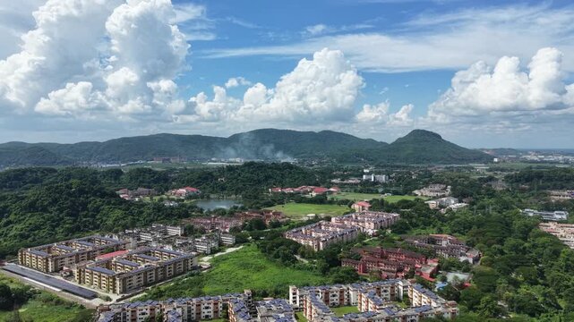 Aerial View of IIT Guwahati Campus with Clear Blue Sky and Hills in Background