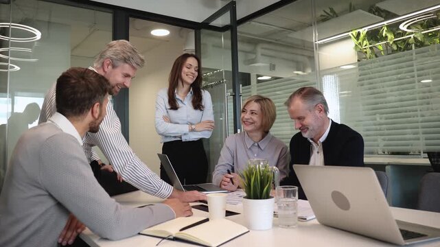 Business people, team, employees or collaboration with digital tech for planning, networking or diversity