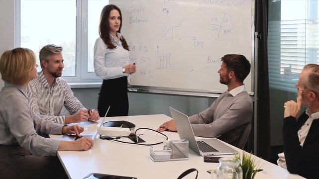 Group of happy progressive business people working on startup together at creative office