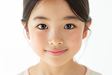 Obraz premium A close up of an Asian Kid Girl seen through repeating reflections with plenty of open space for text.