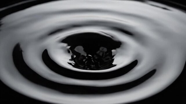 Rippling liquid surface creating hypnotic dark patterns in this abstract motion video clip showing fluid dynamics and concentric circular waves