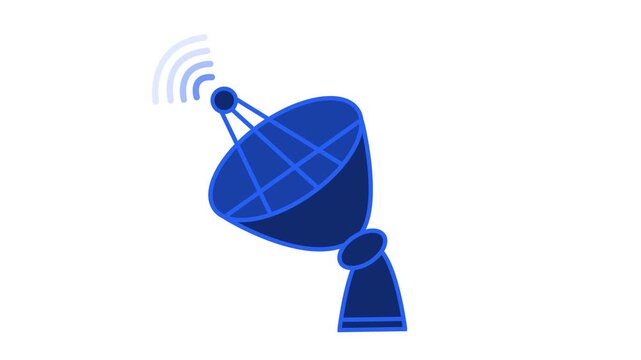 Simple satellite dish icon with signal waves animation