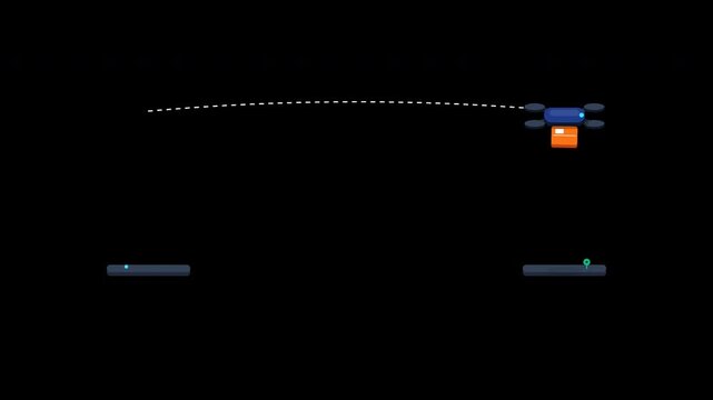 A premium Modern 2.5D Motion Graphic of an autonomous delivery drone