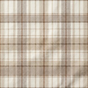Neutral Beige Tartan Plaid Seamless Pattern Soft Fabric Background