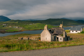 Abandoned traditional croft house at Airidh a Bhruaich on Loch Seaforth, Isle of Lewis, Outer Hebrides, Scotland, UK - 4 September 2026 © IBRESTER