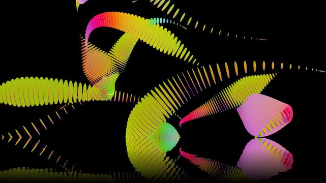 Abstract Creatures Simulated by Repeatedly Arranged Gradient Circular Compositions, Drifting and Gliding Across the Water