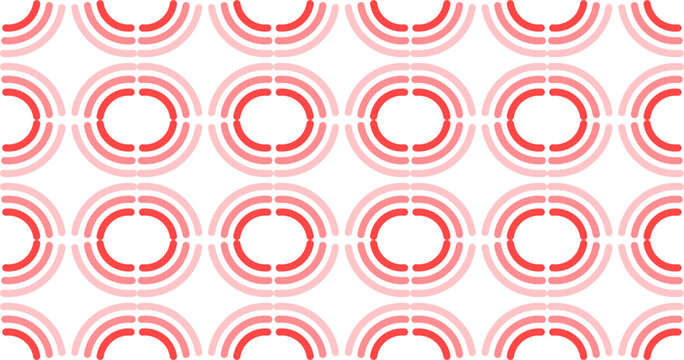 Vector Seamless Pattern of Abstract Red Curved Line Arc Geometric Background