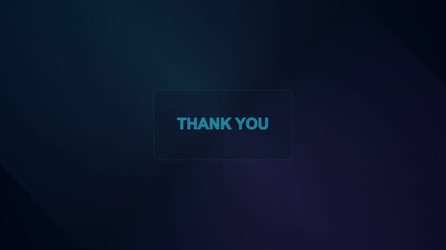 Thank you text animation on futuristic dark background