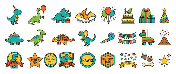 Dinosaur Birthday Party Elements Collection © endok