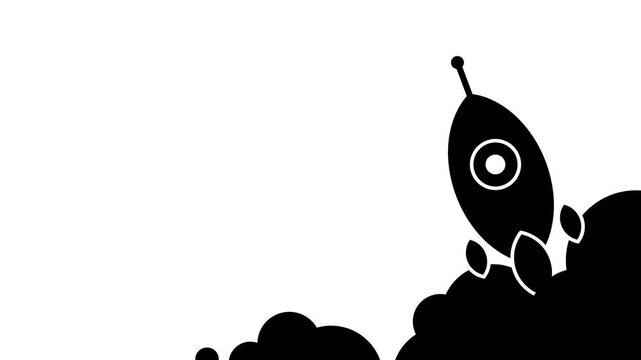 Black and White Startup Rocket Launch Motion Graphic Background
