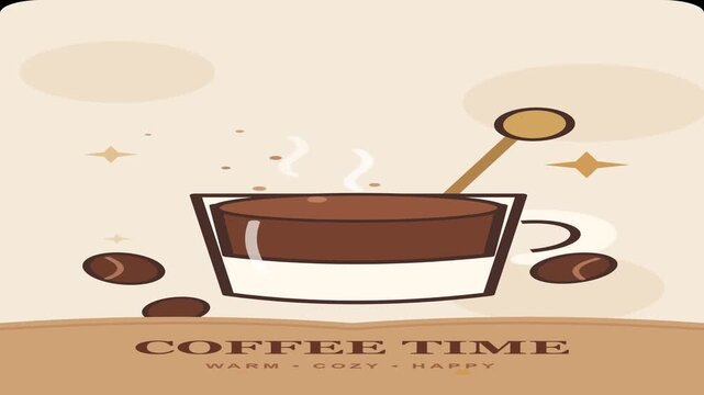 Coffee Time steaming cup animation loop