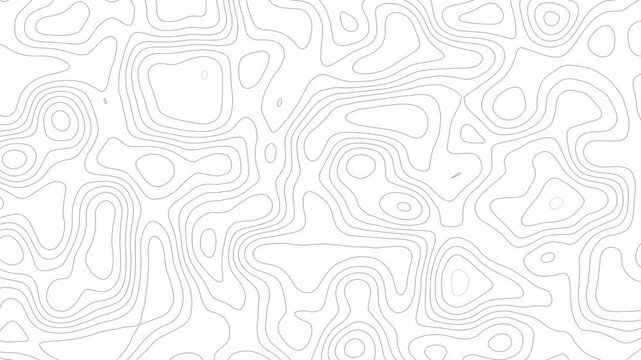 Topography map animated background. Abstract white topographic contour lines background animation. Topographic map patterns, topography line map. World map template.